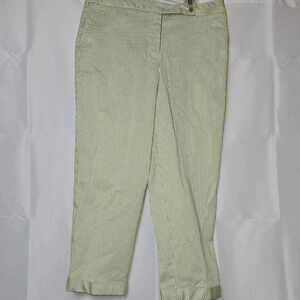 Talbots lime green and white striped capris